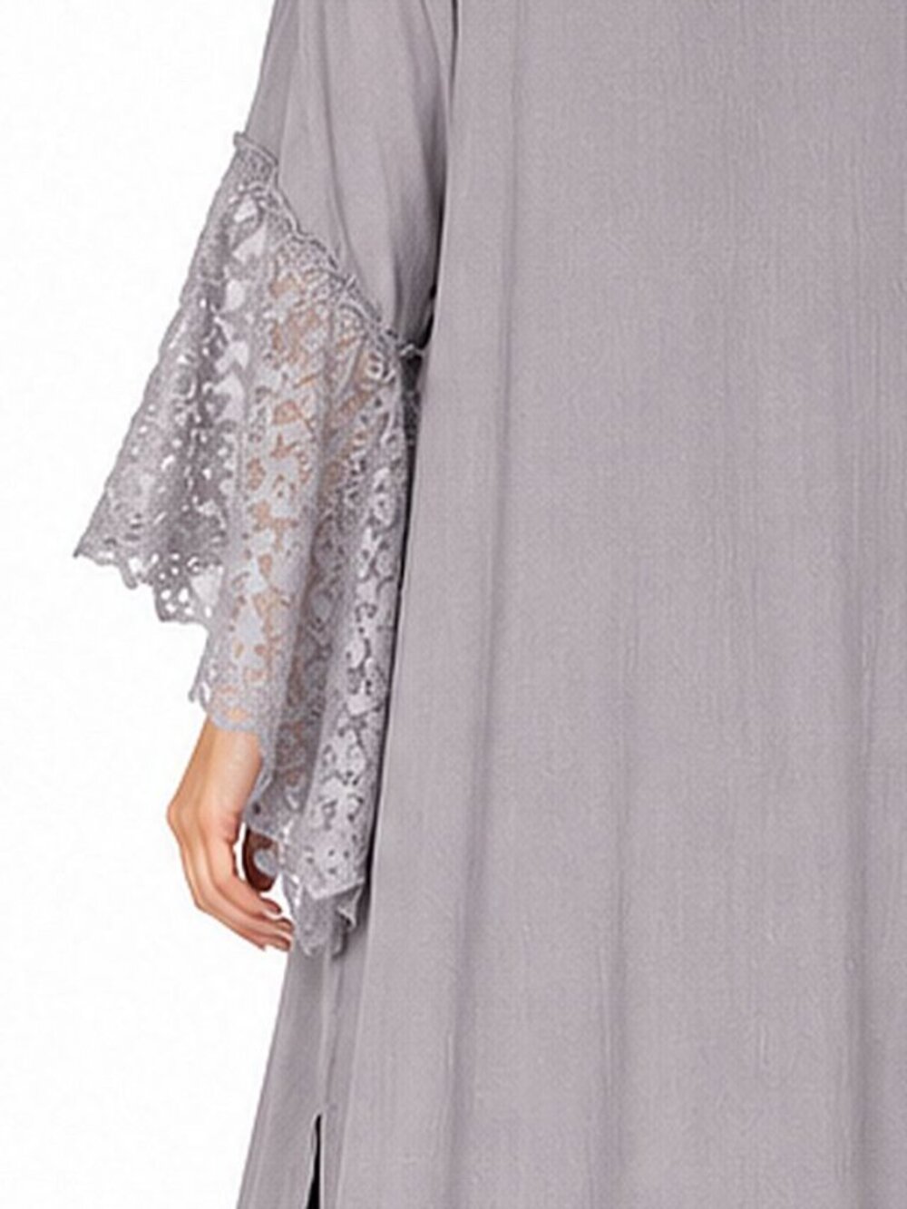 New Gigio S 4 6 8 Gray Open Embroidered Fairy Duster Jacket Lace Dolman Sleeves - Picture 8 of 9